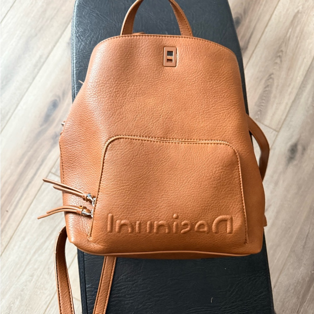Desigual Tan Leatherette Backpack